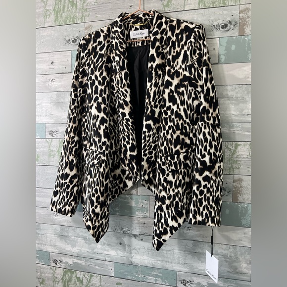 NWT! Calvin Klein Leopard Print Dress Jacket Blazer - Picture 2 of 10